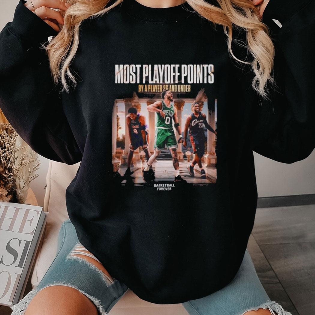 Boston Celtics Basketball Most Playoff Points By A Player 26 And Under Champions Shirt