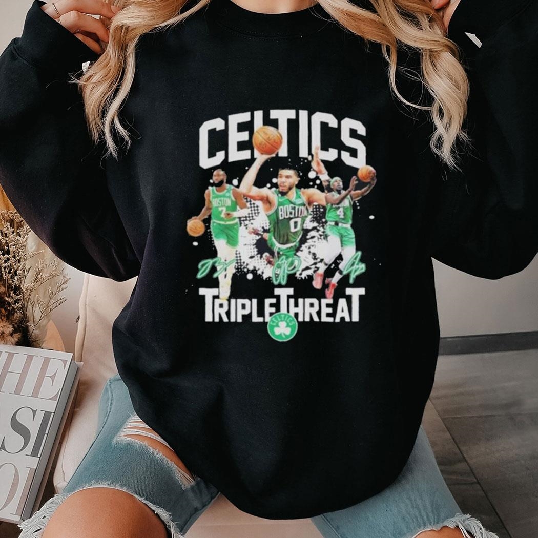 Boston Celtics Jrue Holiday Jayson Tatum Jaylen Brown The Triple Threat Tee Hoodie