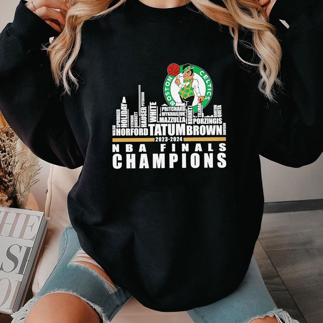 Boston Celtics Skyline By Names Player Nba Finals Champions 2023 2024 Shirt Hoodie