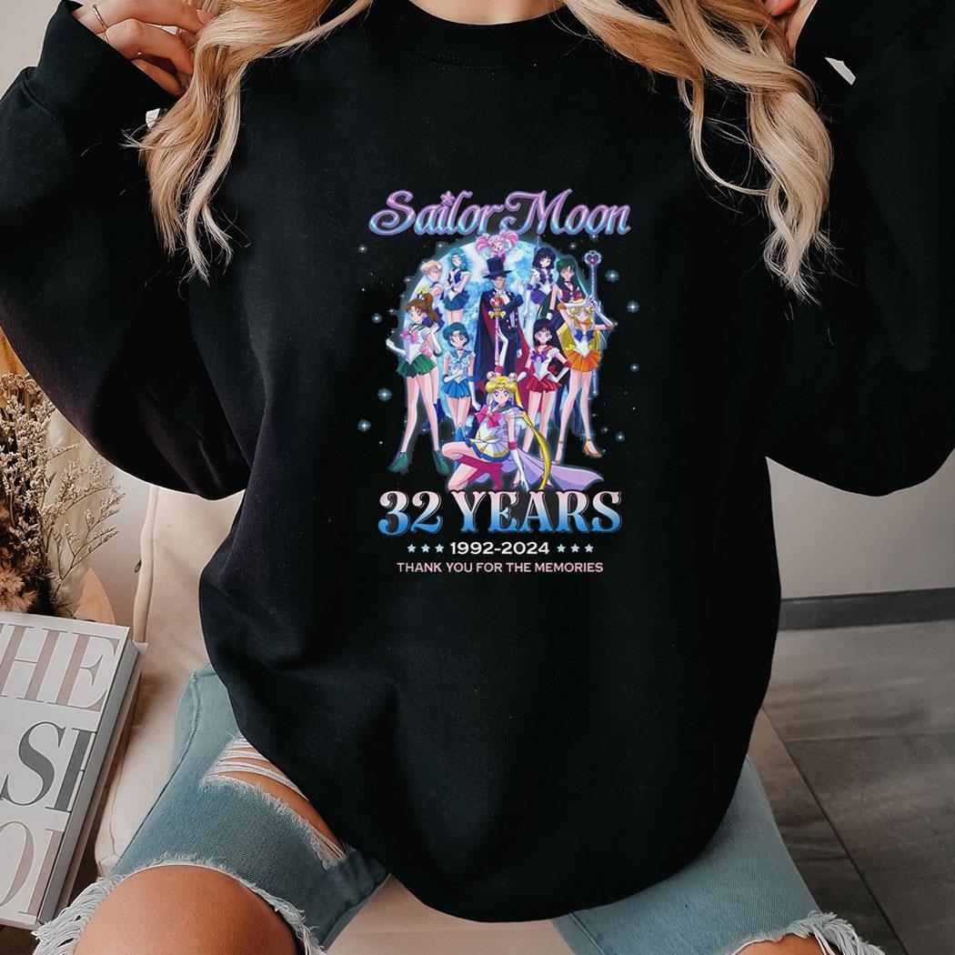 Sailor Moon 32 Years 1992-2024 Thank You For The Memories Tee Hoodie