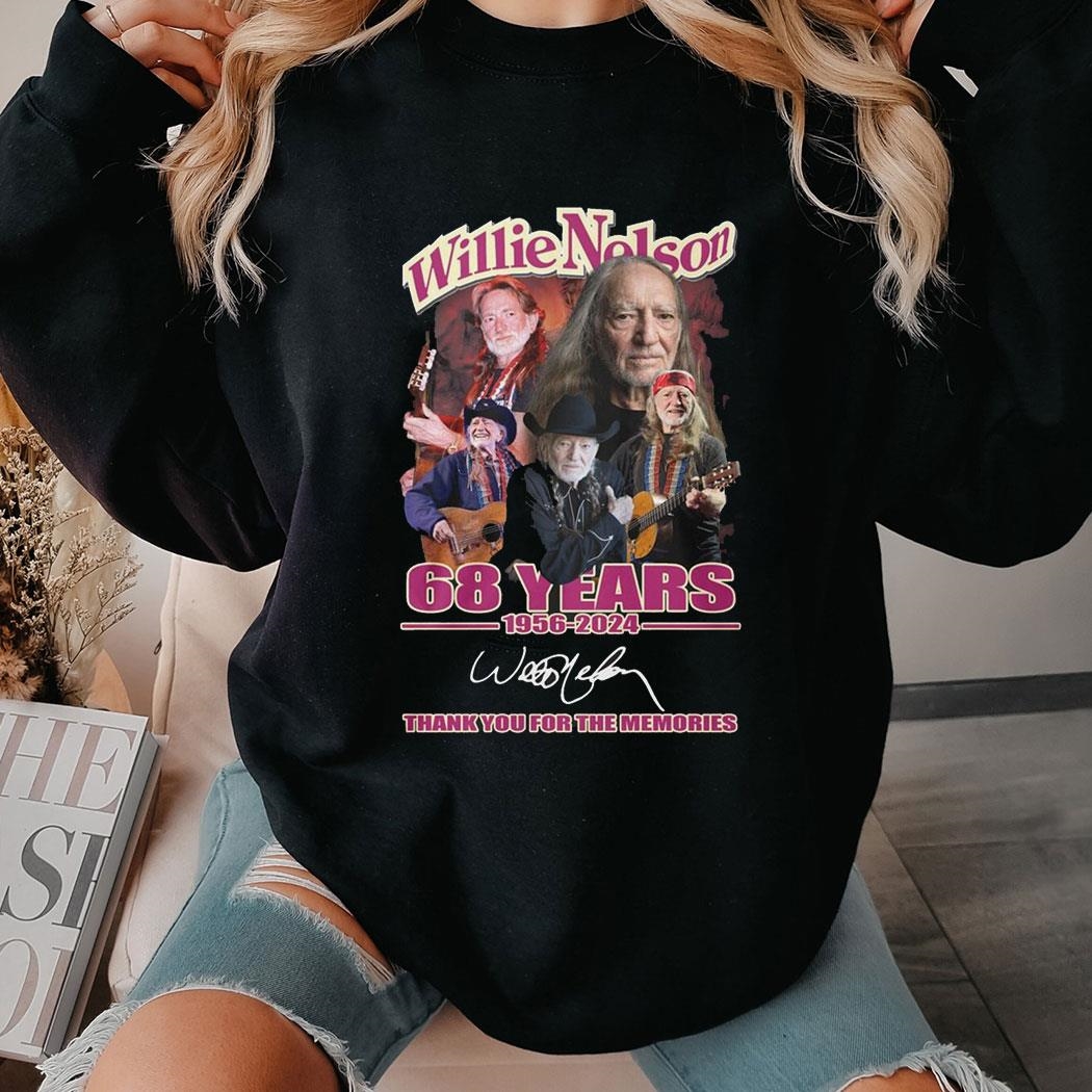 Willie Nelson 68 Years 1956-2024 Thank You For The Memories Tee