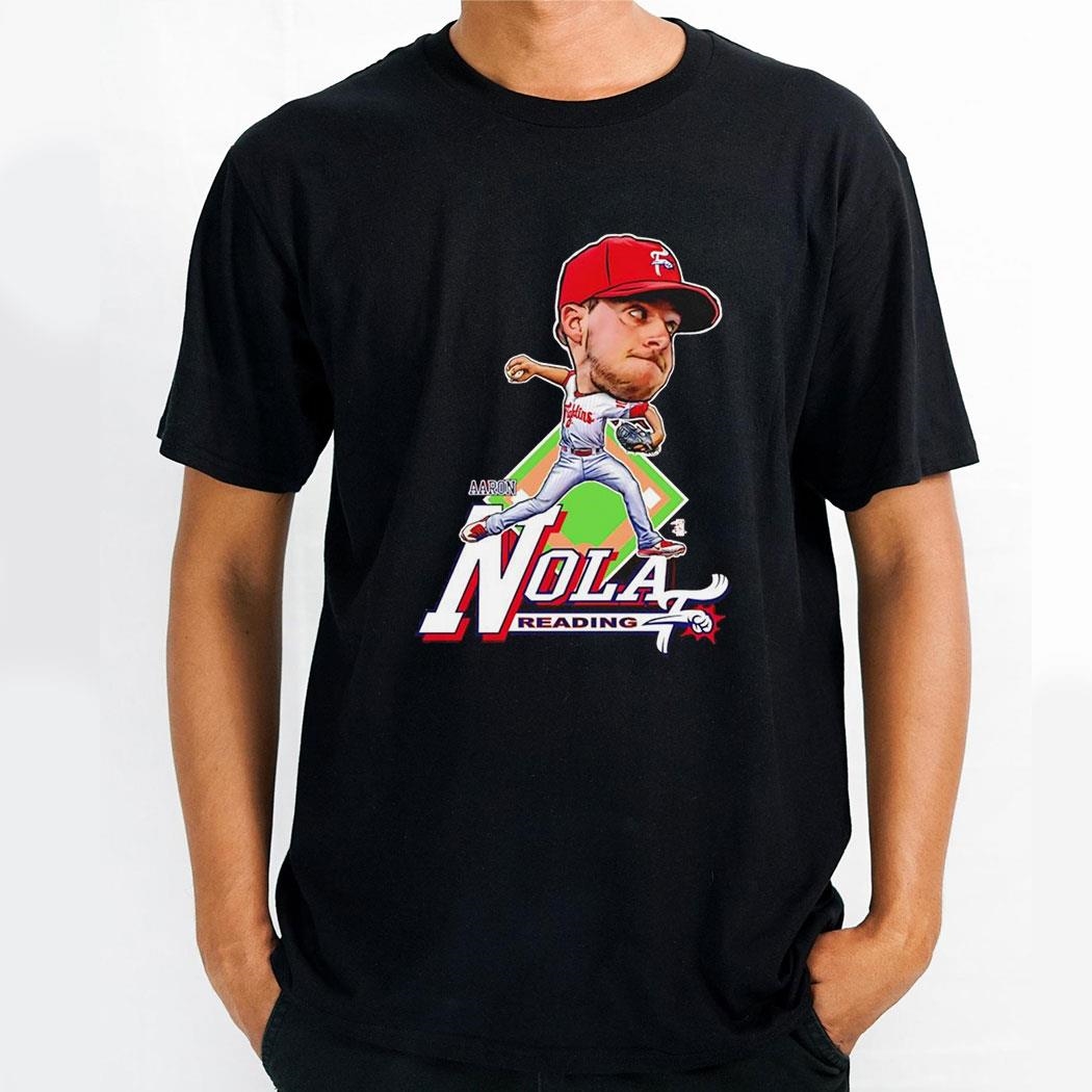 Aaron Nola Philadelphia Phillies Caricature Big Head Reading Shirt