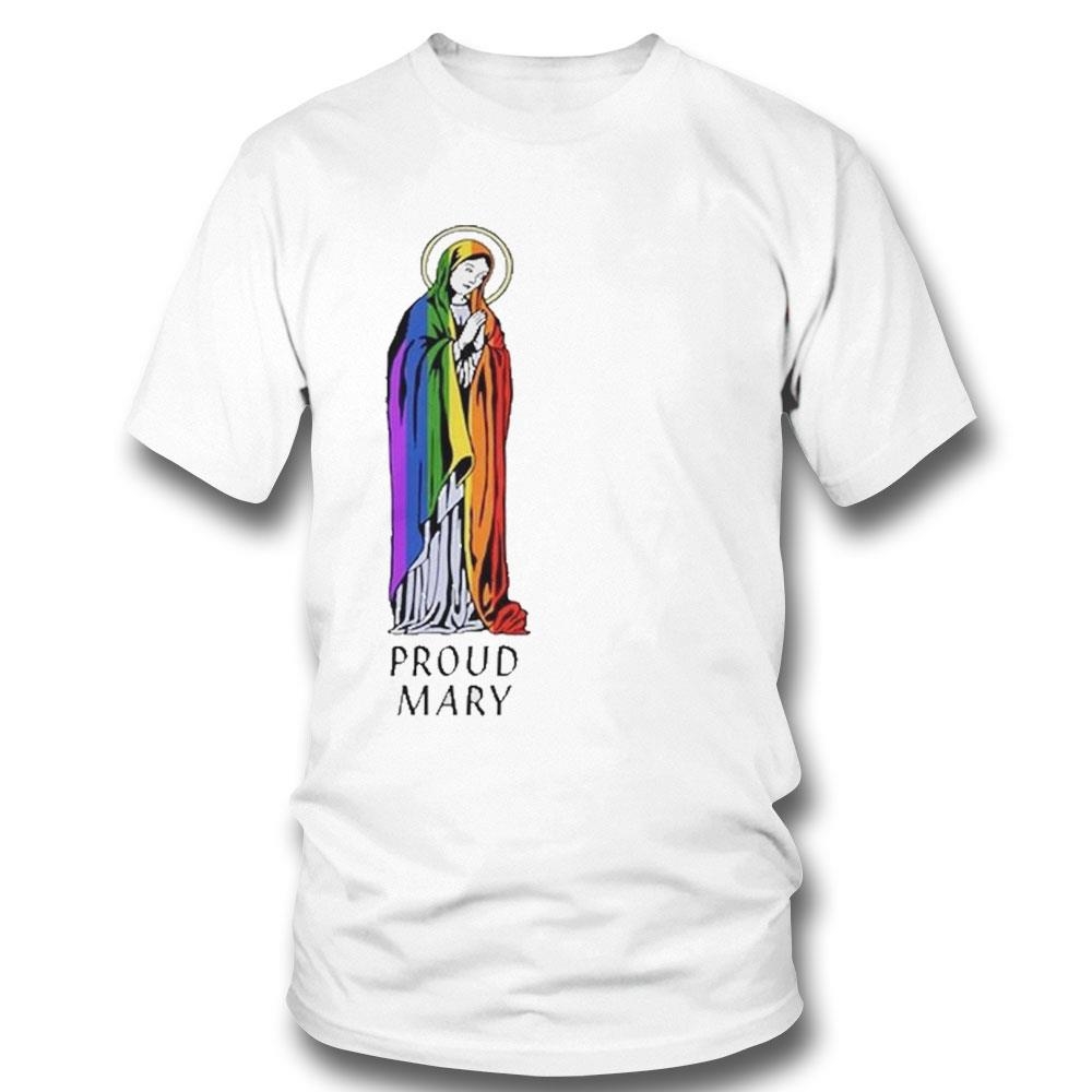 Blessed Virgin Mary Wearing A Pride Flag Shirt Hoodie