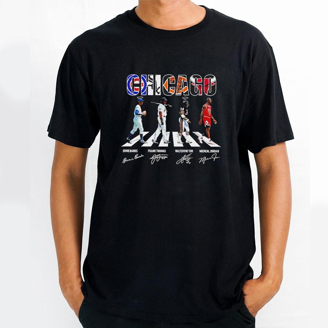 Chicago Ernie Banks Frank Thomas Walter Payton Michael Jordan Abbey Road Signatures Shirt