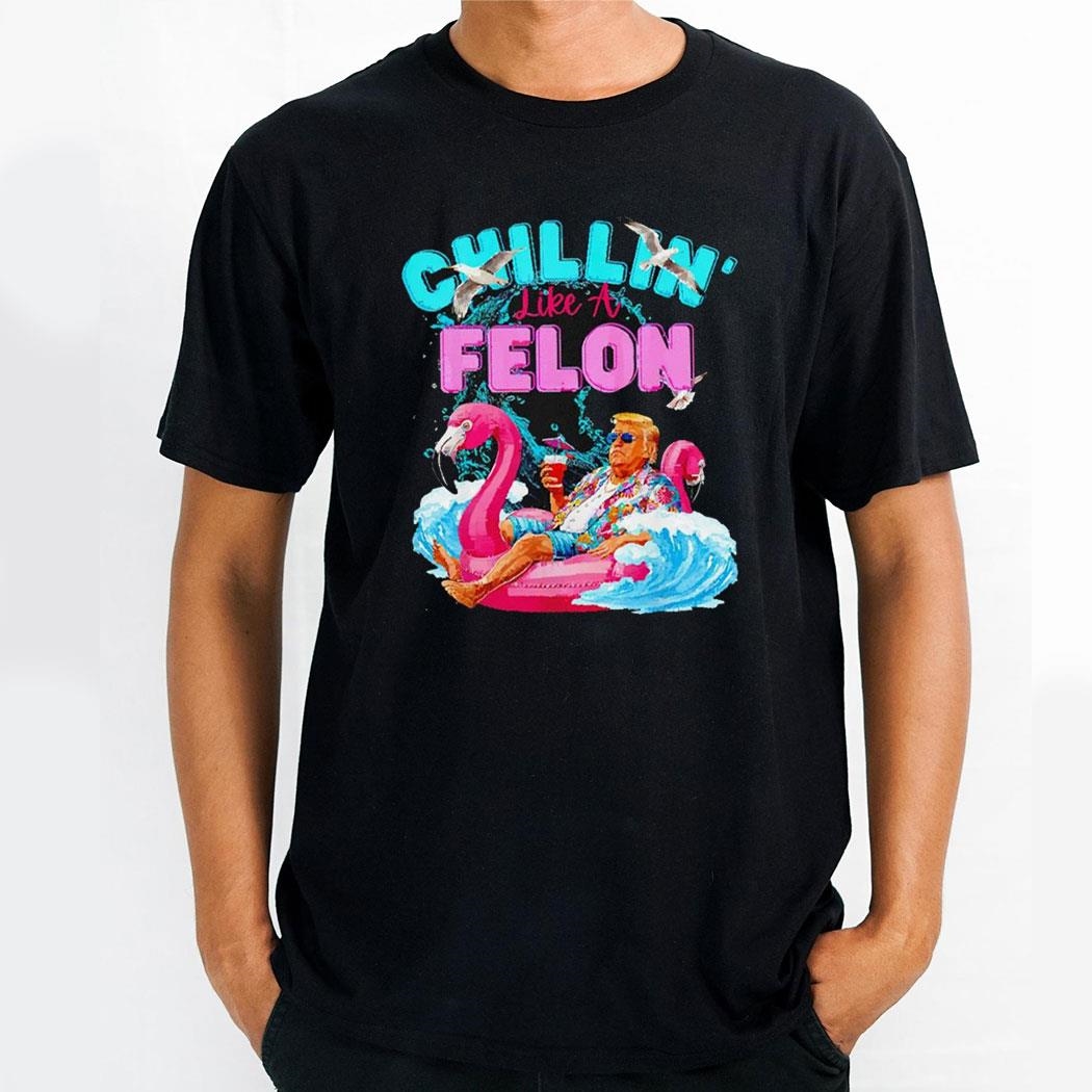 Chillin Like A Felon Flamingo Donald Trump Summer Shirt Hoodie