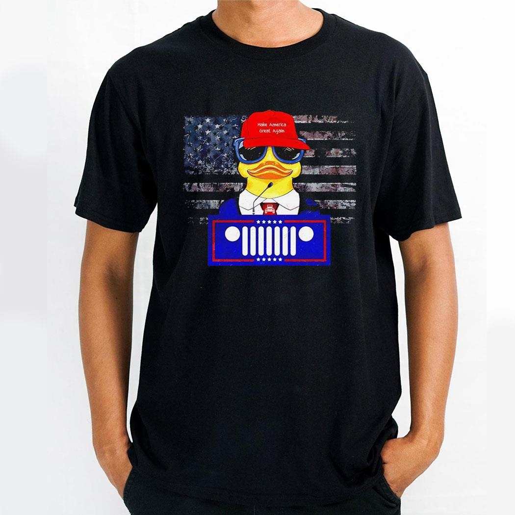 Donald Trump X Duck Make America Great Again Jeep American Flag Shirt