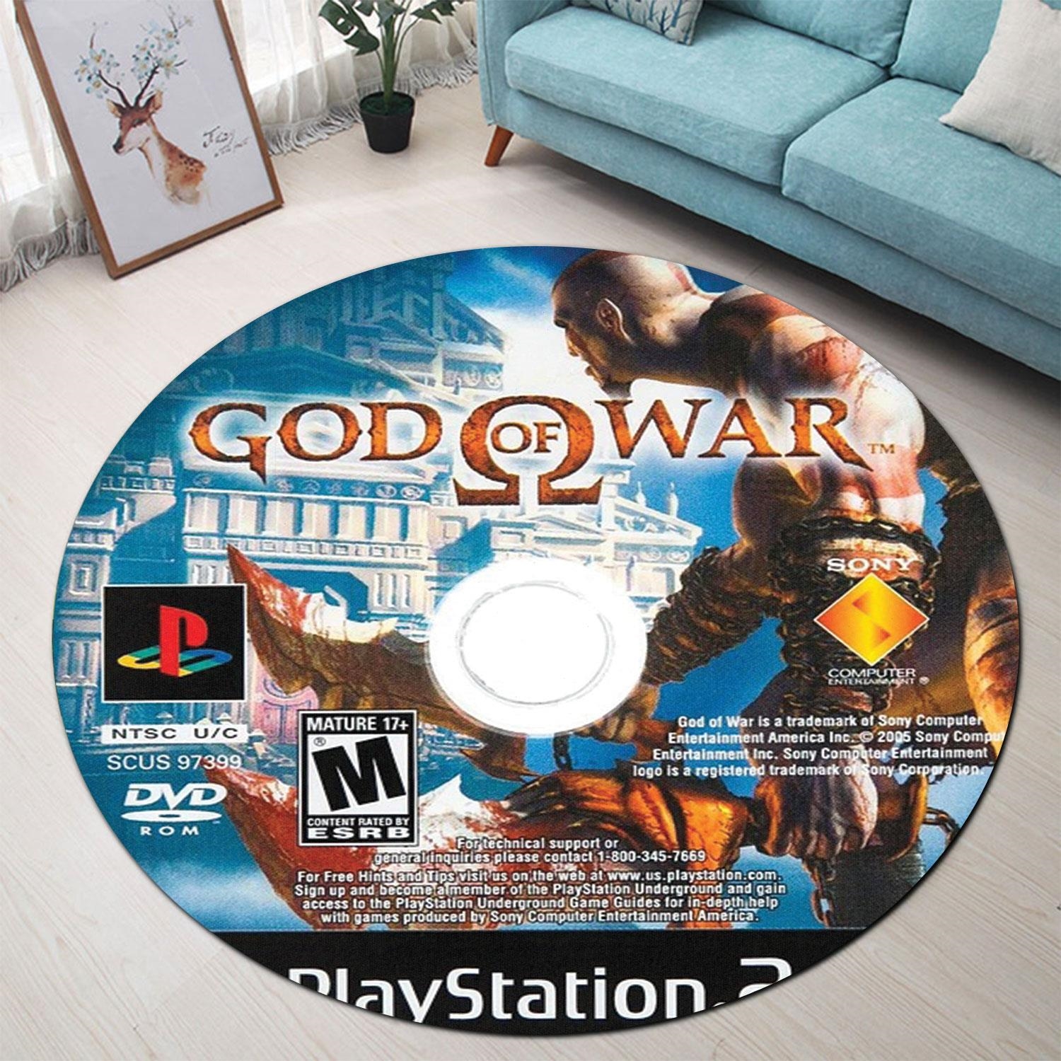 God Of War Original Playstation 2 Disc Round Rug Carpet