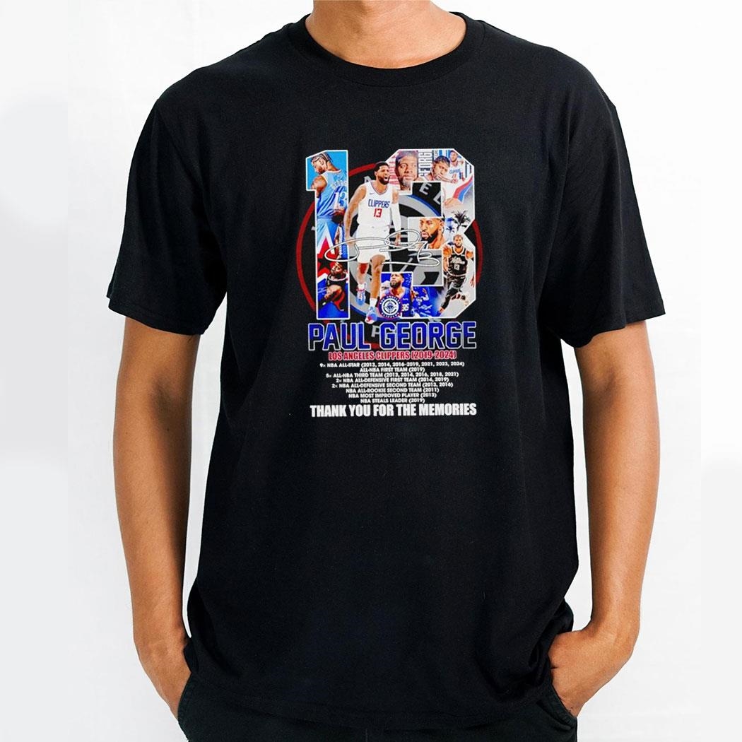 Paul George 13 Los Angles Clipper 2019 2024 Thank You For The Memories Shirt Hoodie