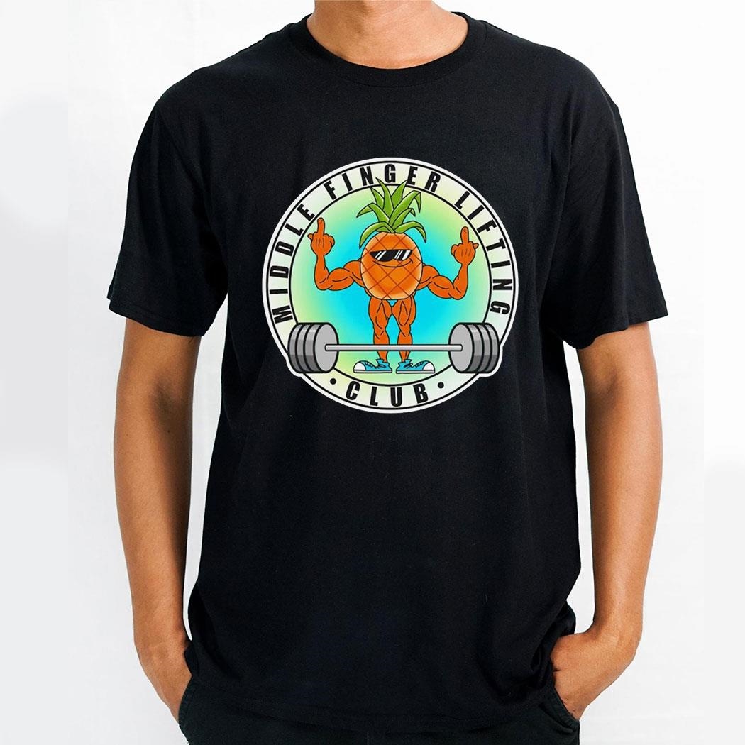 Pineapple Muscle Middle Finger Lifting Club Logo Shirt