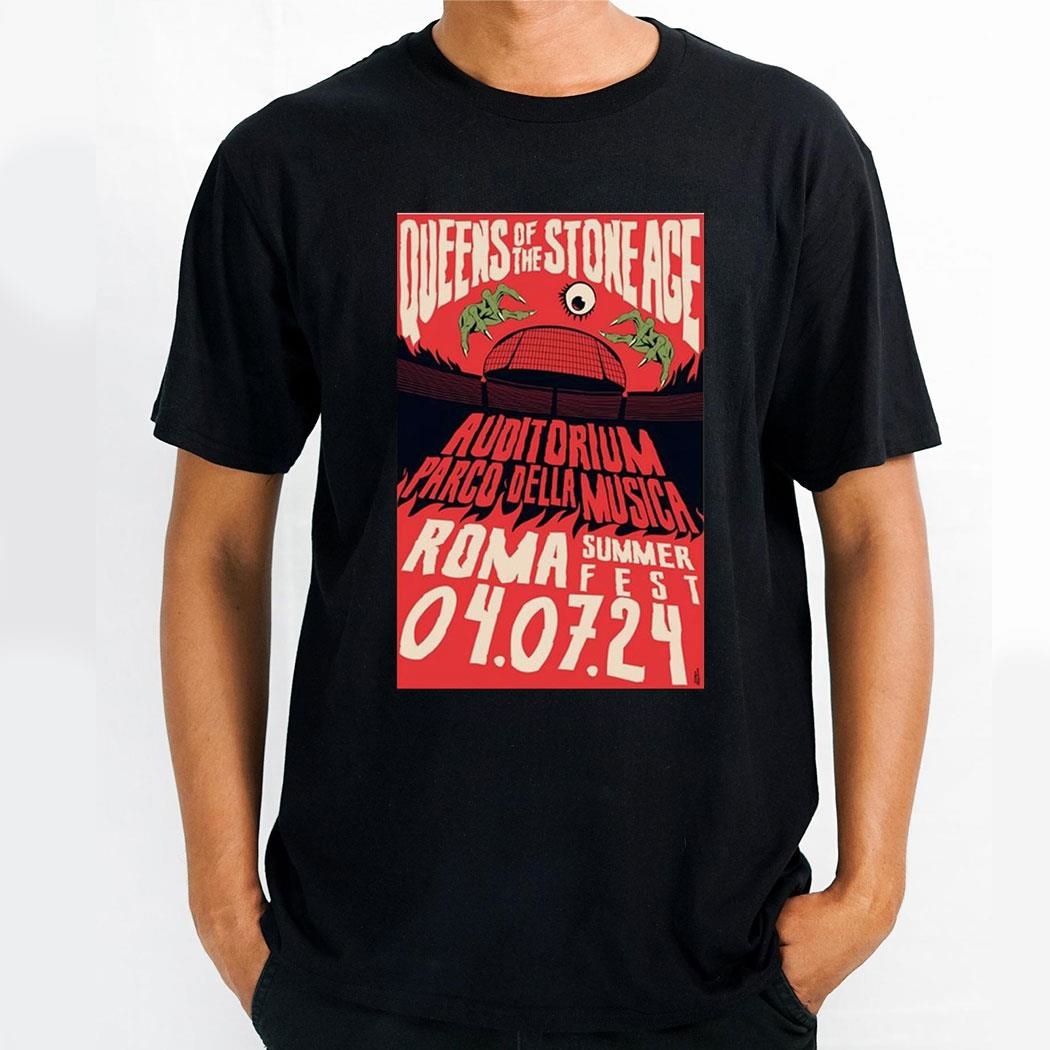 Queens Of The Stone Age July 4 2024 Roma Summer Fest Poster Shirt