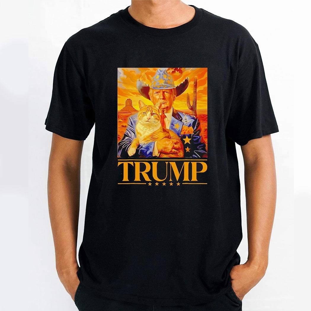 Trump 2024 And Cat Western Cowboy Patriotic Shirt