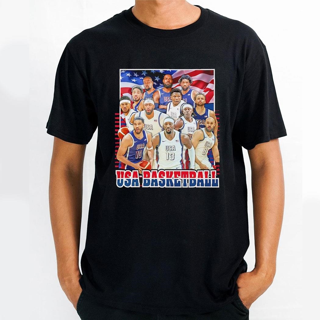 Usa Mens Basketball Stadium 2024 Summer Olympics Roster Shirt