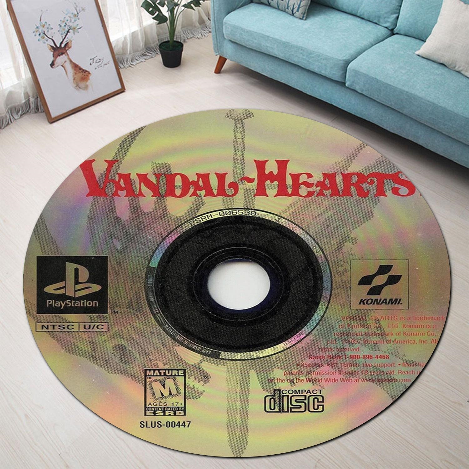 Vandal Hearts Playstation Disc Round Rug Carpet