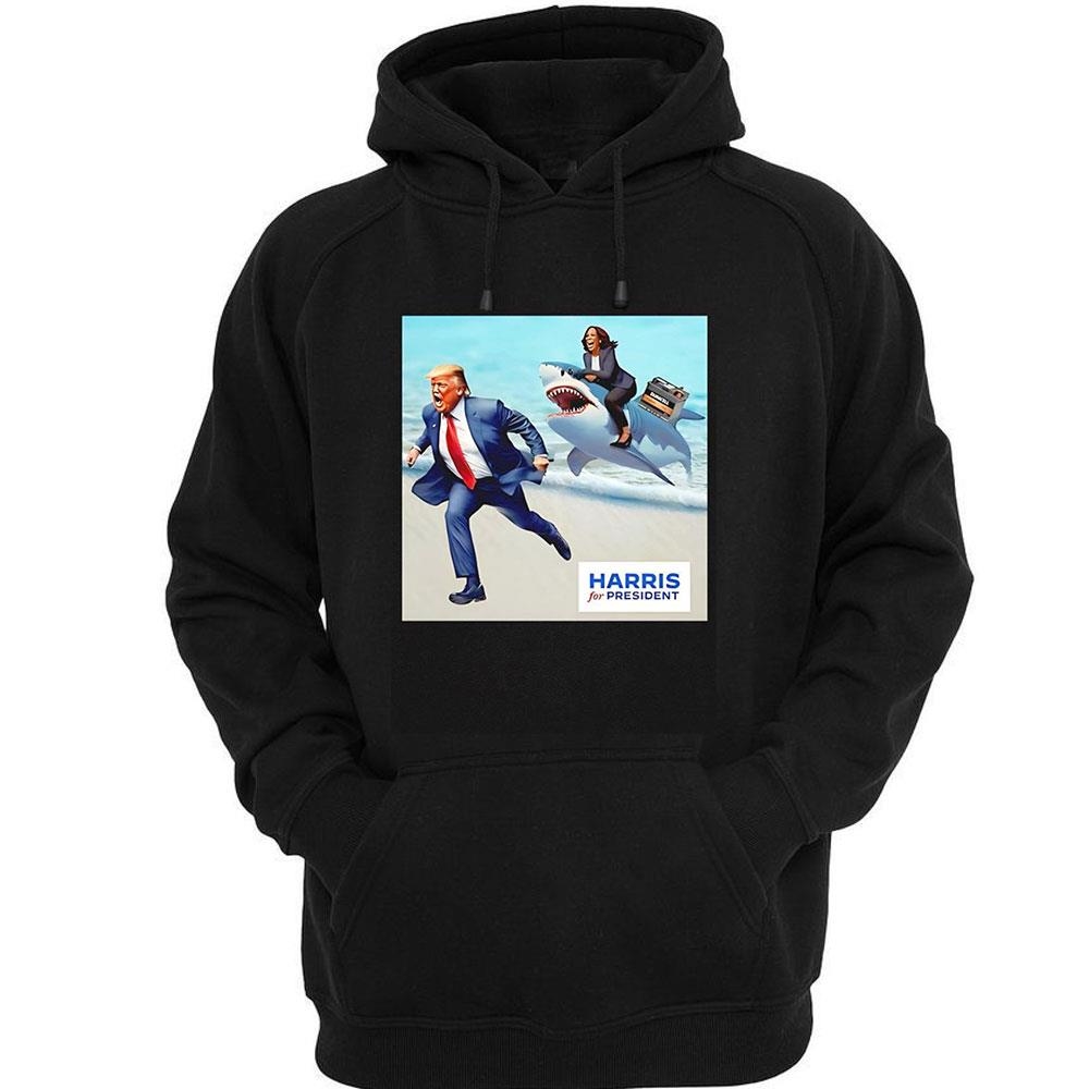 Donald Trump And Kalama Harris Riding Shark Harris For President 2024 Shirt Donald Trump And Kalama Harris Riding Shark Harris For President 2024 Shirt