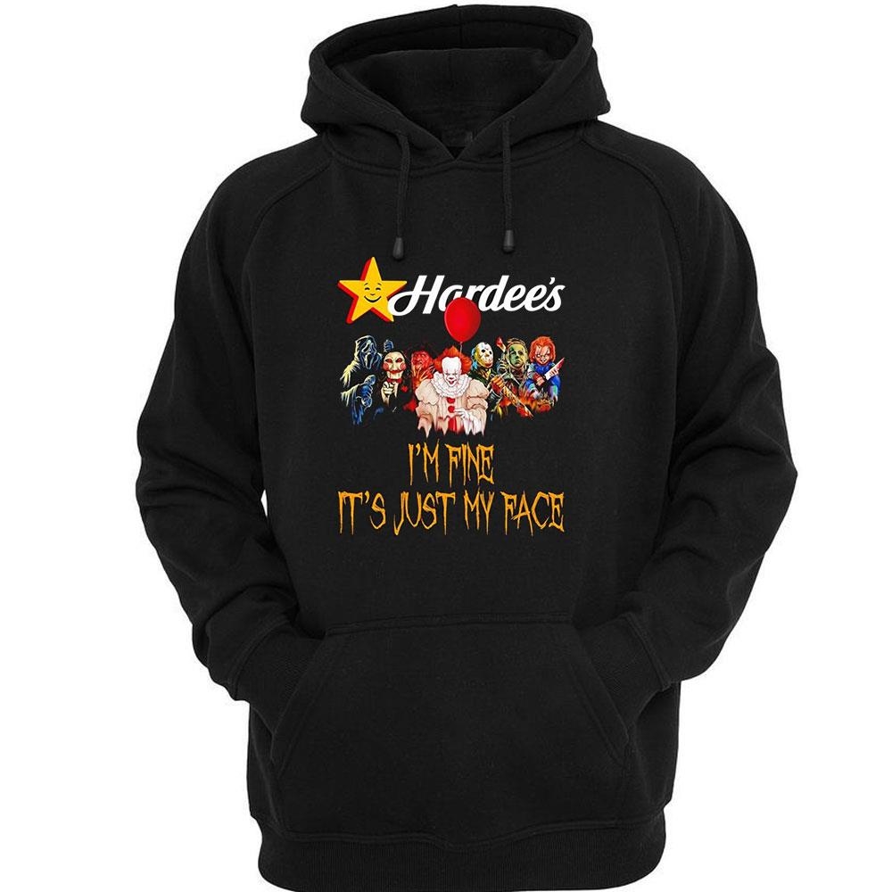Horror Movie Characters Im Fine Its Just My Face Hardees Halloween 2024 Shirt Horror Movie Characters Im Fine Its Just My Face Hardees Halloween 2024 Shirt