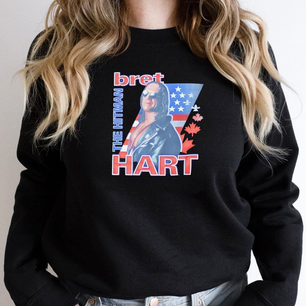 Bret Hart The Hitman Usa Flag And Maple Leaves Shirt