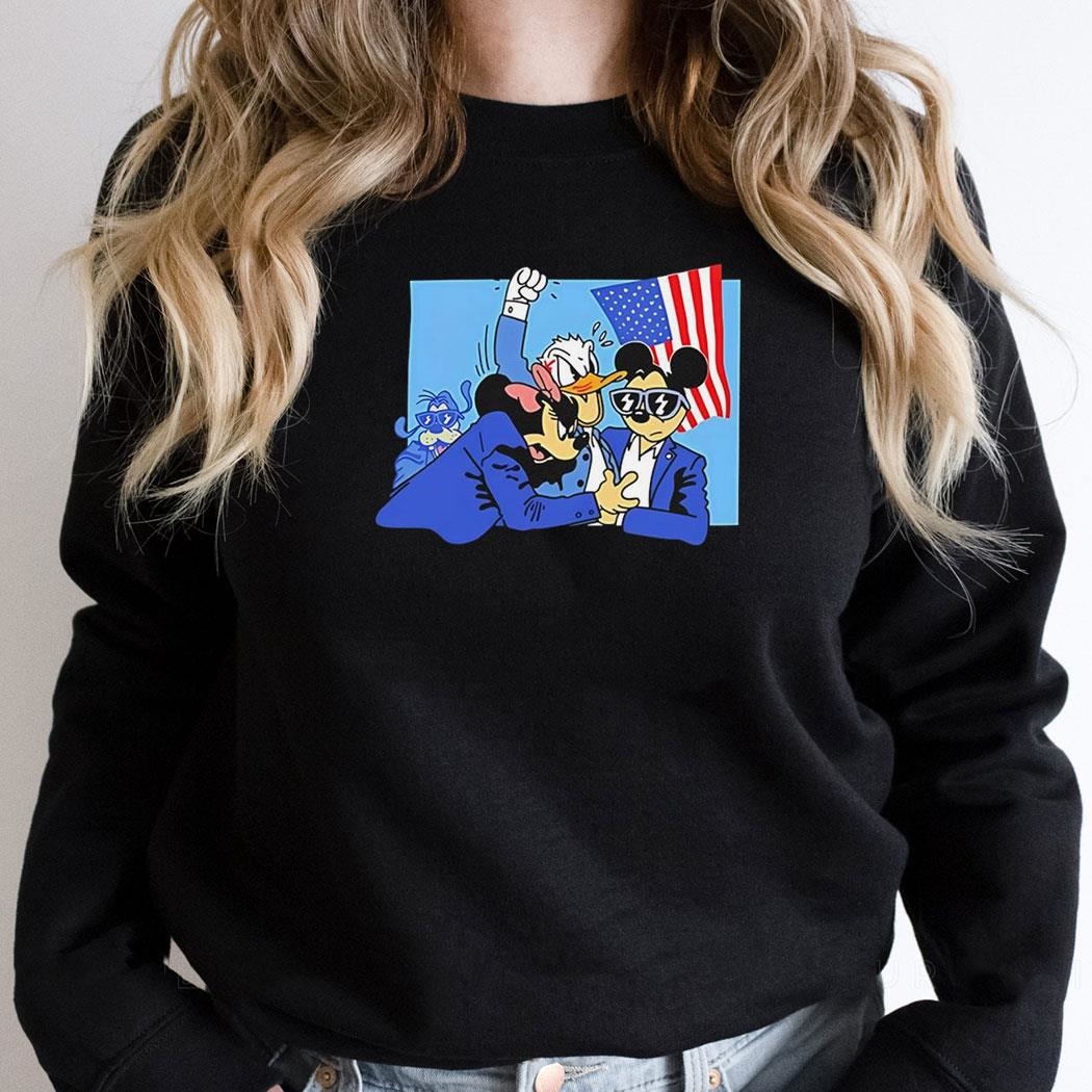 Donald Trump Fight X Disney Characters Took It Easy Duck Cartoon Shirt