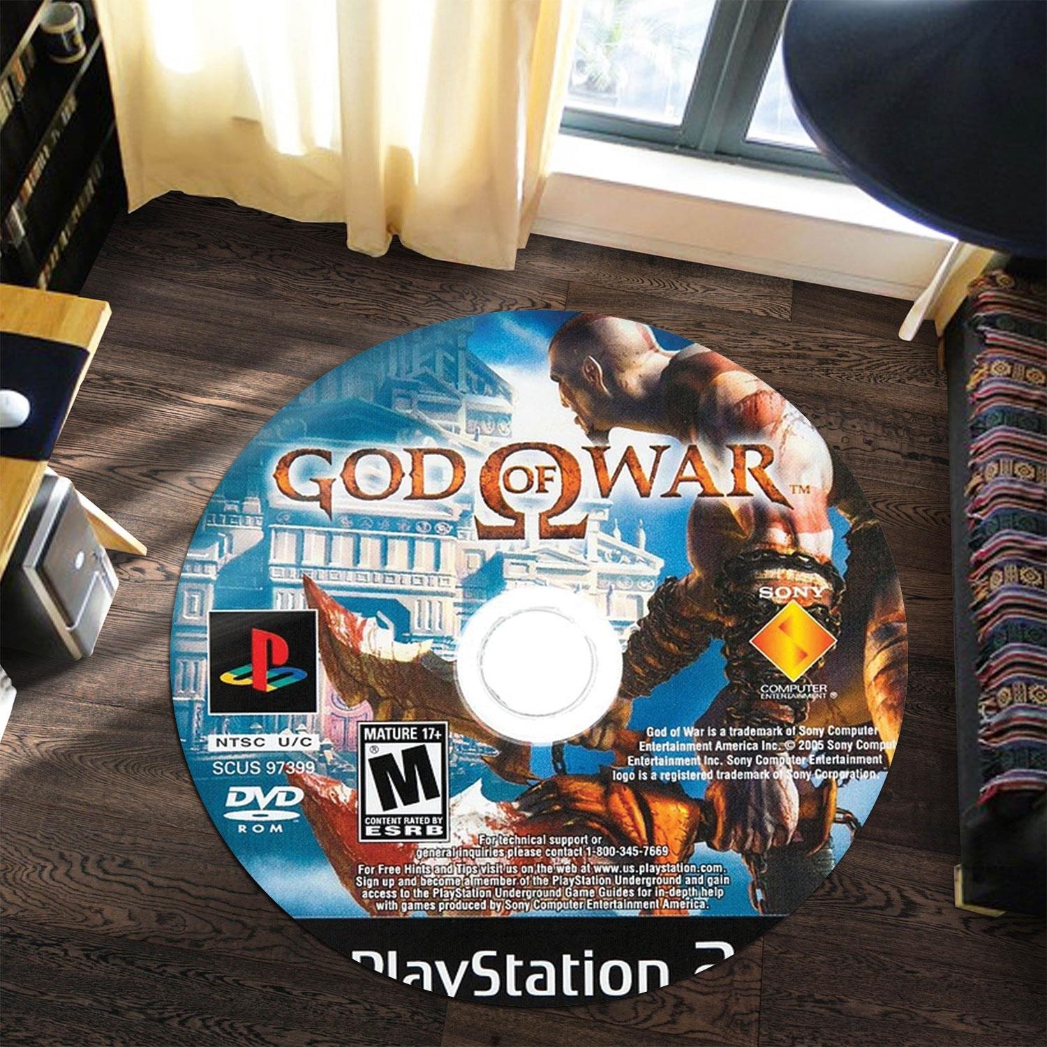 God Of War Original Playstation 2 Disc Round Rug Carpet