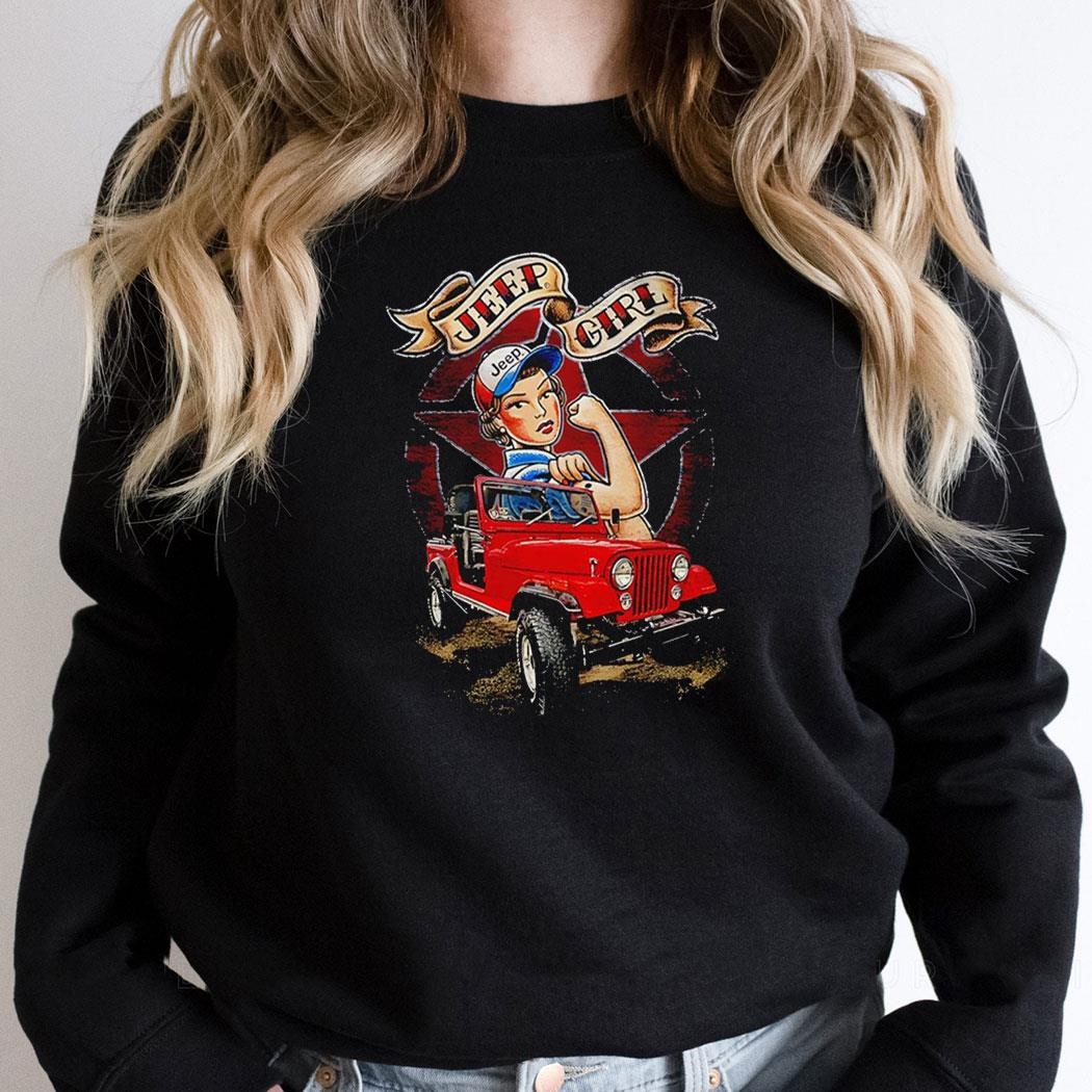 Strong Woman With Red Jeep Logo Shirt