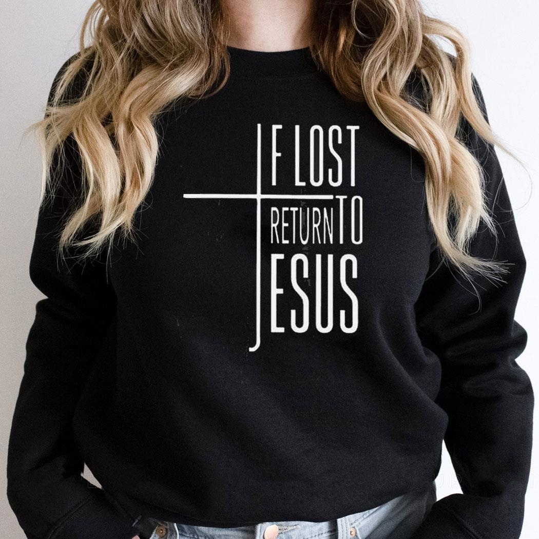 Womens If Lost Return To Jesus Print V Neck Shirt Womens If Lost Return To Jesus Print V Neck Shirt