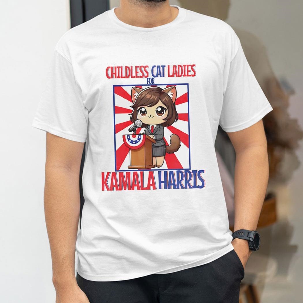 Childless Cat Ladies For Kamala Harris Cartoon Shirt