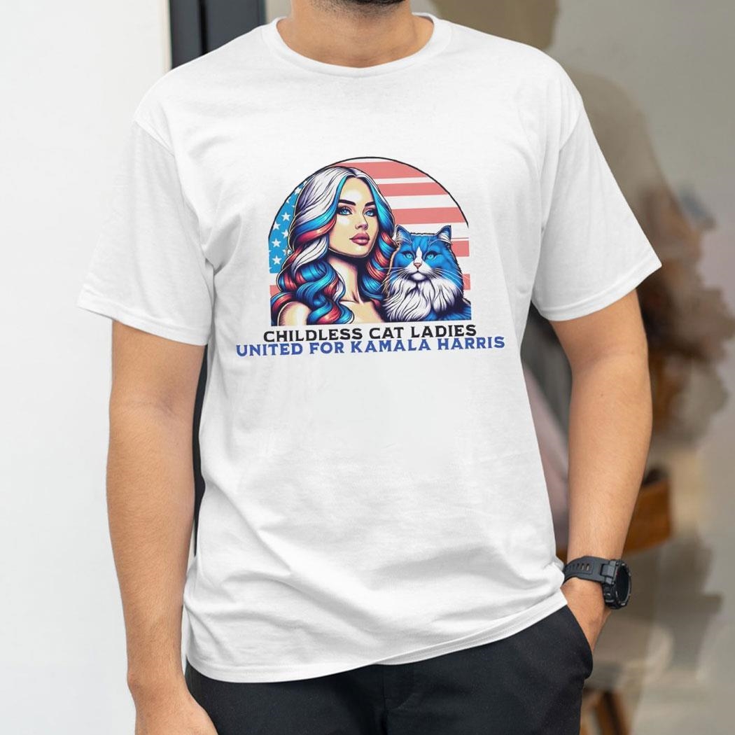 Childless Cat Ladies United For Kamala Harris Vote Blue 2024 Shirt