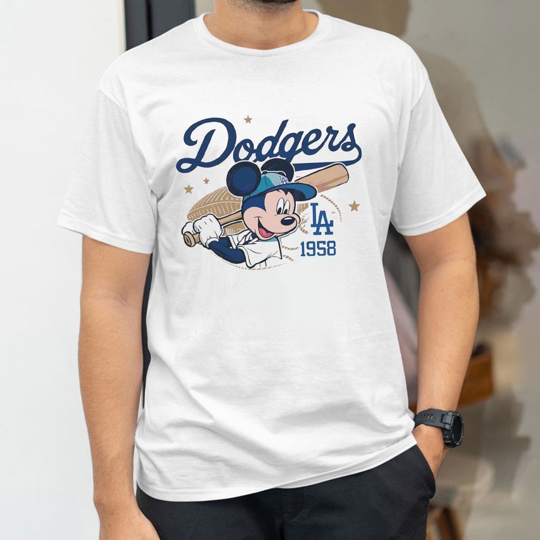 Mickey Mouse Los Angeles Dodgers 1958 Baseball Cartoon Shirt Hoodie