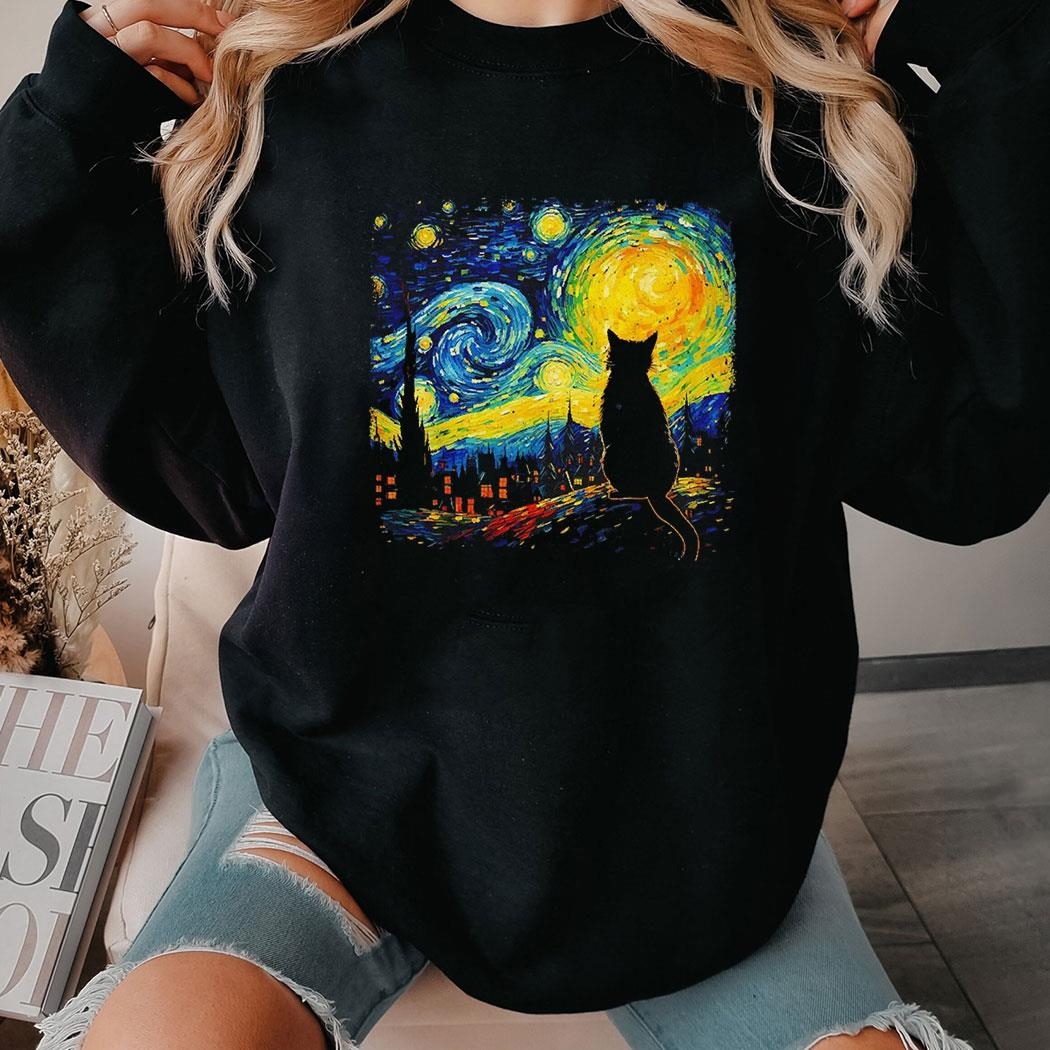 Cat Starry Night Vincent Van Gogh Shirt