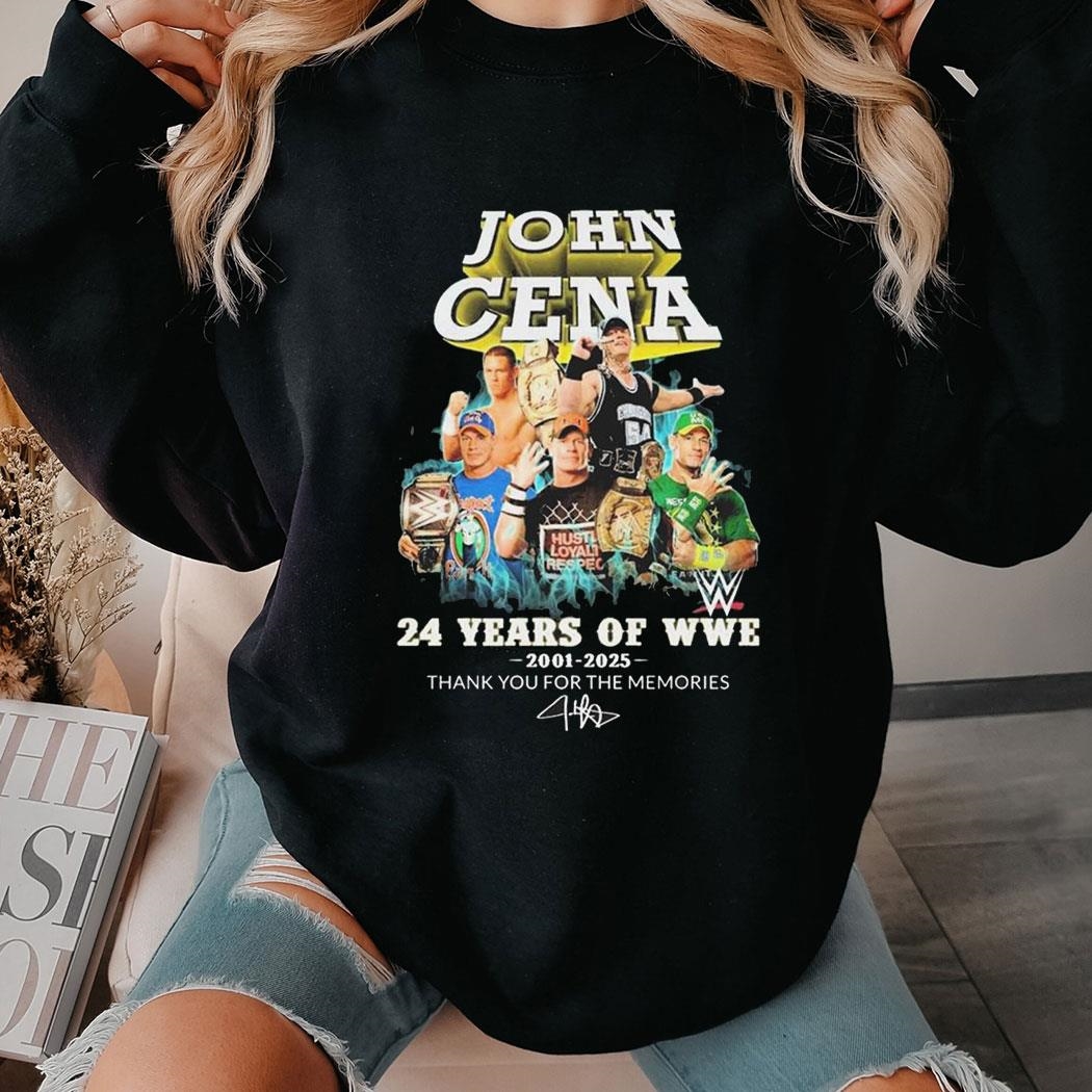 John Cena 24 Years Of Wwe 2001 2025 Signature Thank You For The Memories Shirt