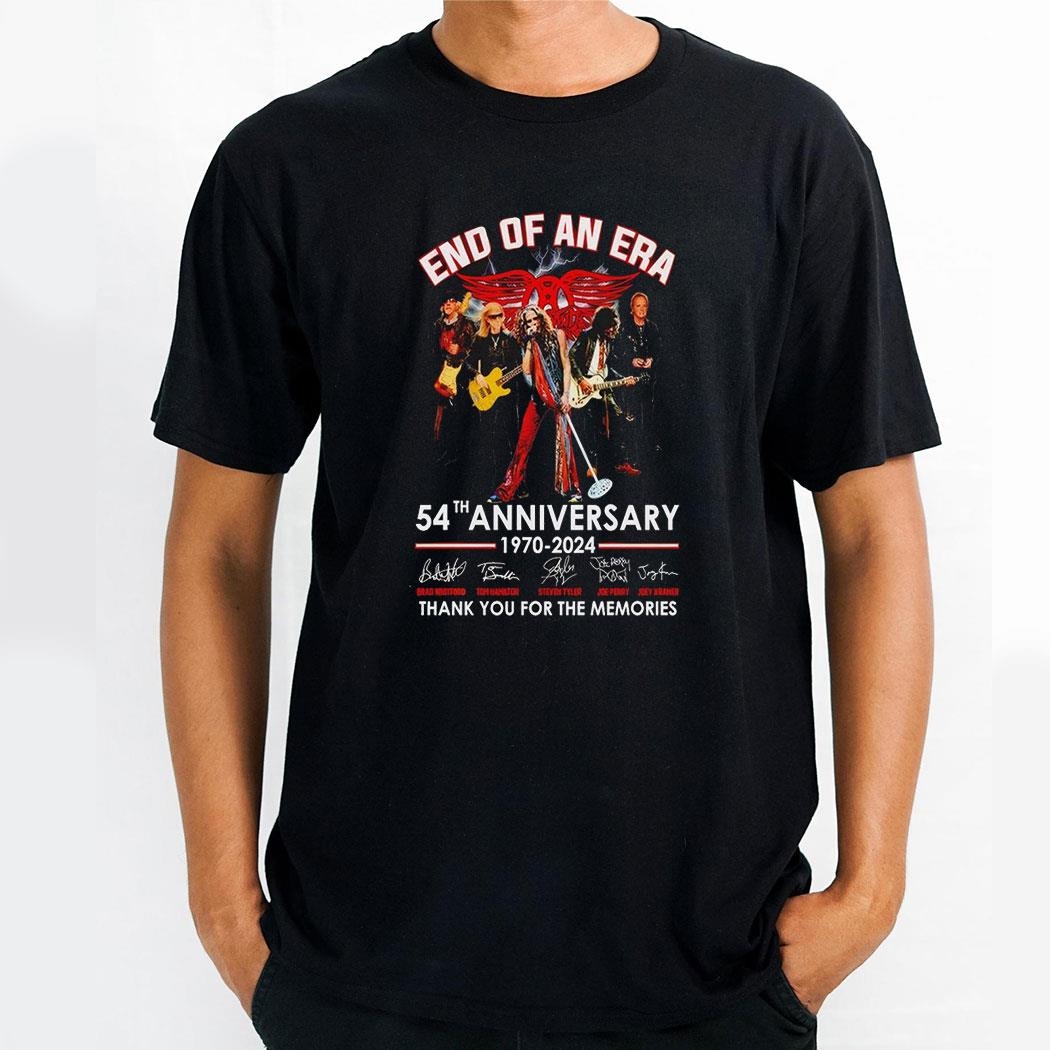 End Of An Era Aerosmith Rock Band 54th Anniversary 1970 2024 Thank You For The Memories Shirt