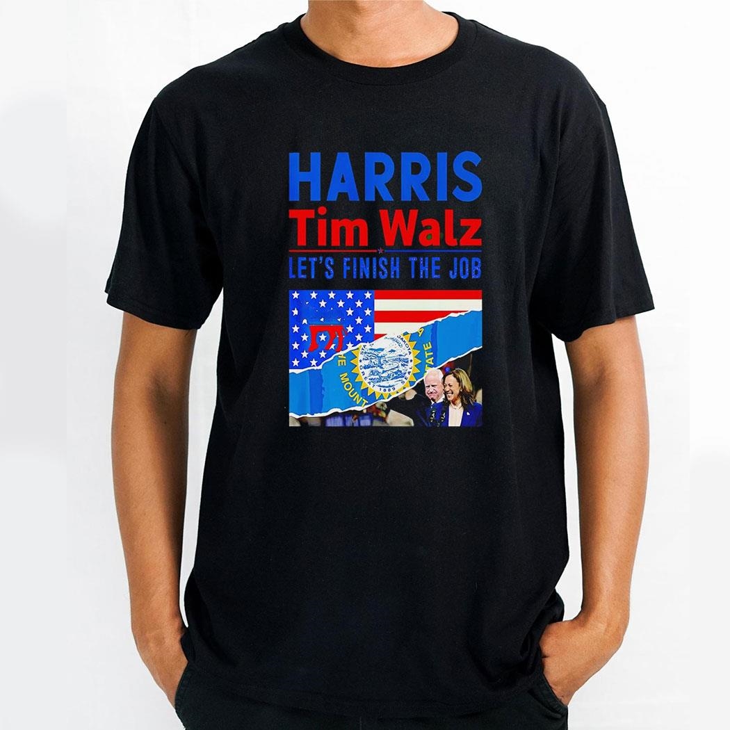 Harris Tim Walz 2024 Lets Finish The Job Flag Shirt