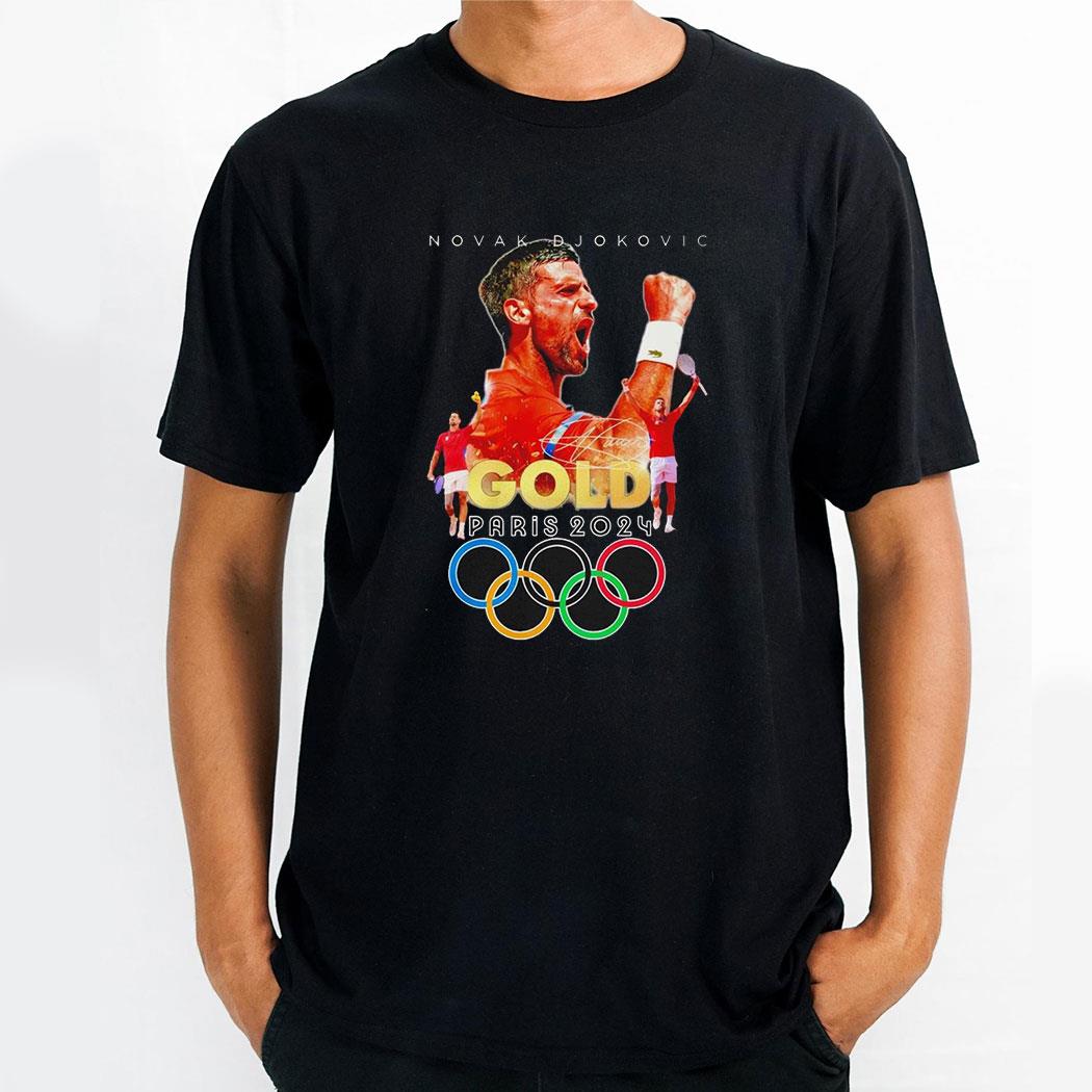 Novak Djokovic Gold Olympic Paris 2024 Shirt