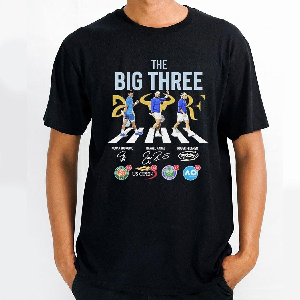 Novak Djokovic Rafael Nadal Roger Federer The Big Three Signatures 2024 Shirt