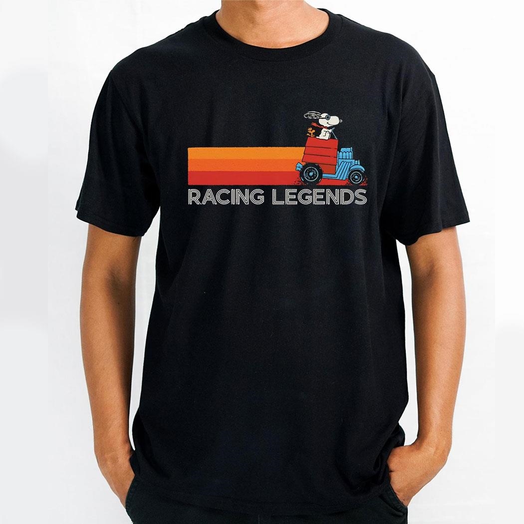 Racing Legends Snoopy And Woodstock In A Dog Hose Racecar Shirt