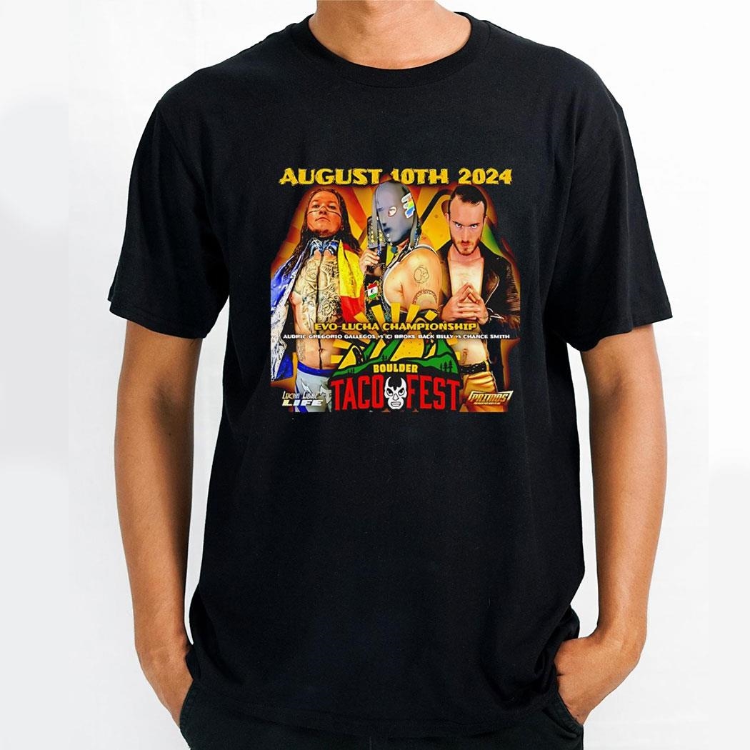 Rob Buster Broke Back Billy Primos Pizzability Evo Lucha Championship Match Shirt
