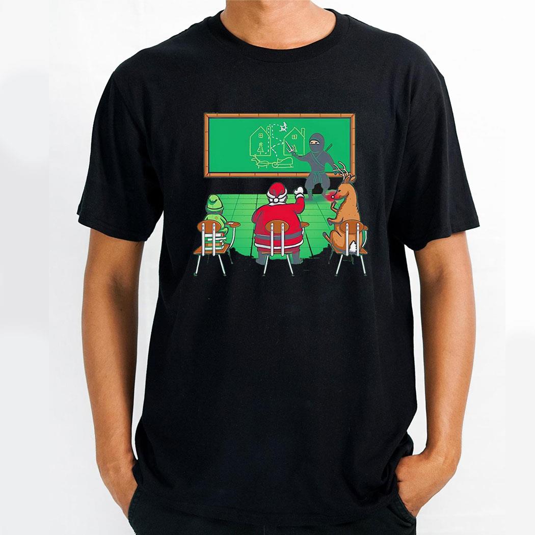 Santa And His Helpers Learn From A Ninja Shirt