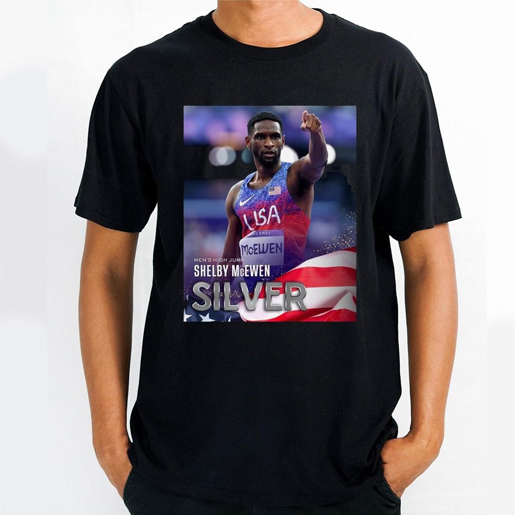 Shelby Mcewen Silver Medal Mens High Jump Olympic Paris 2024 Team Usa Poster Shirt