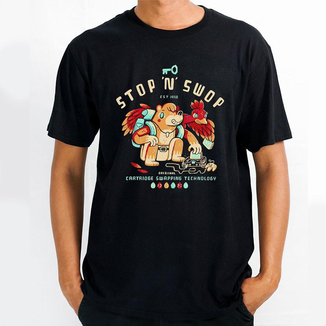 Stop N Swop Est 1998 Original Cartrioge Swapping Technology Banjo Kazooie Parody Shirt