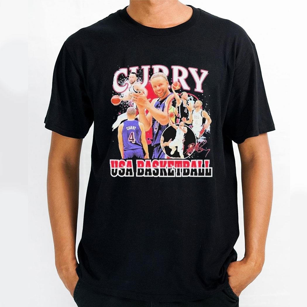 Usa Basketball Stephen Curry Usa Basketball 2024 Summer Olympics Team Signature Shirt