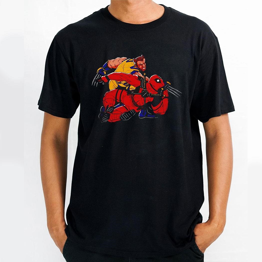 Wolverine Punches Deadpool Frank Millers Batman Punching Superman Shirt