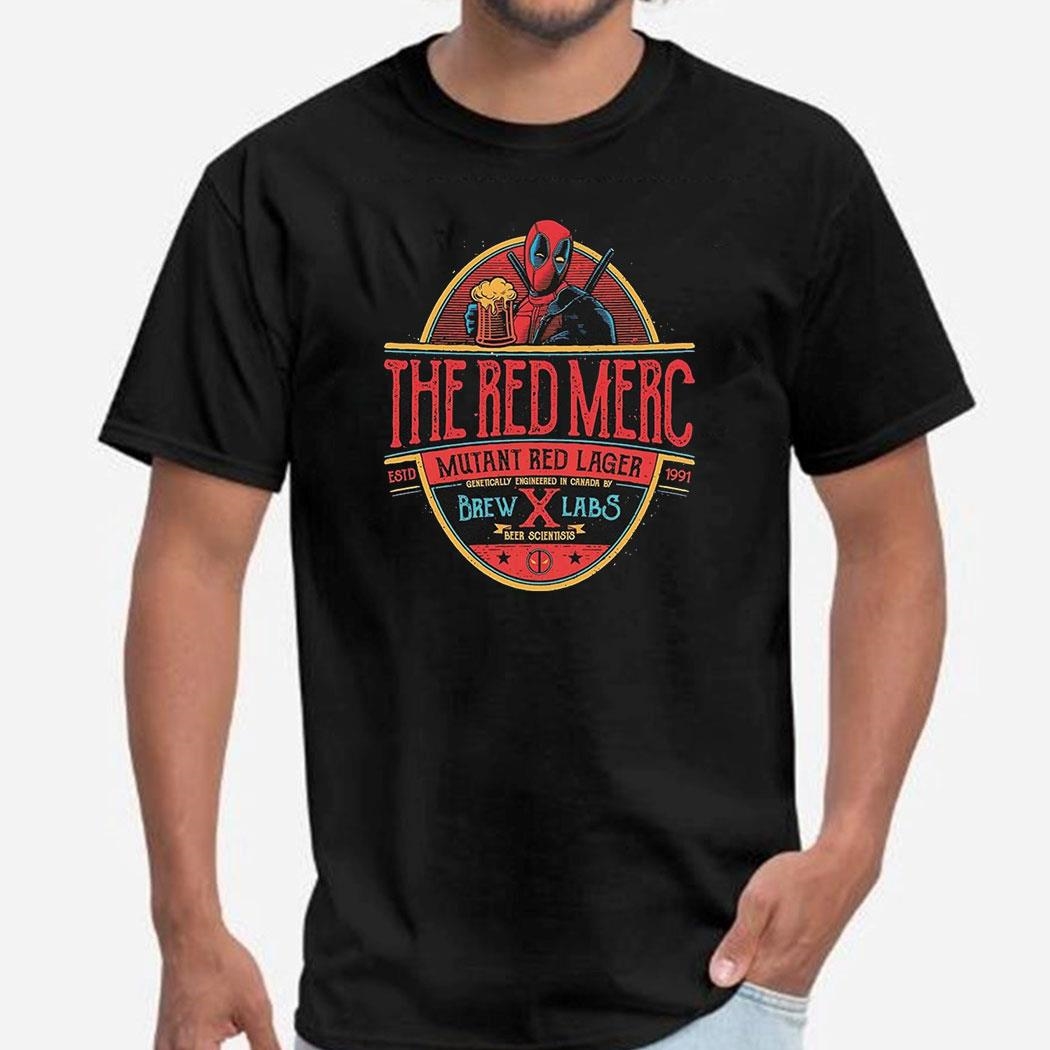 Deadpool The Red Merc Mutant Red Lager Genetically Engineered In Canada Brew X Labs Beer Shirt
