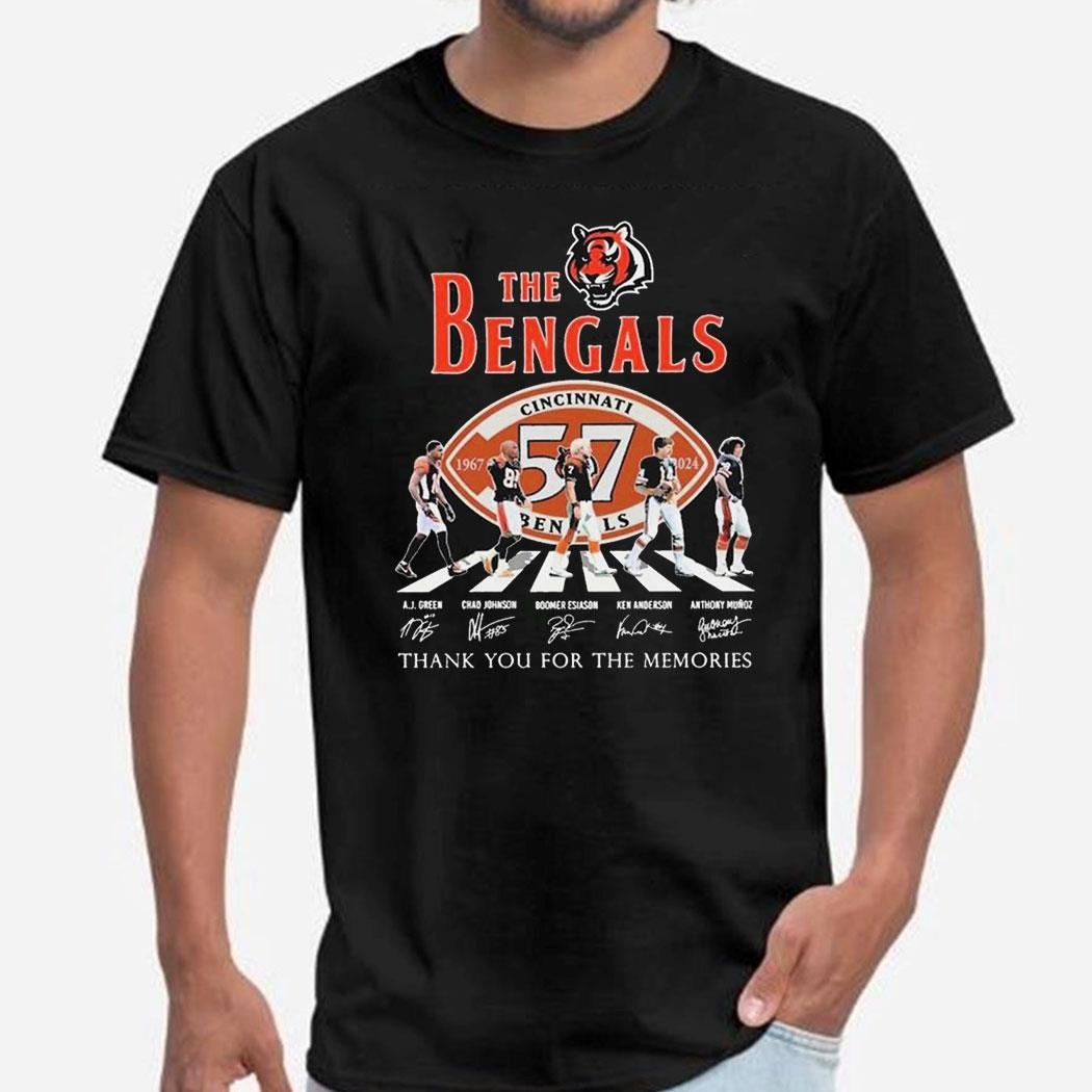 The Cincinnati Bengals 57 Years Signatures Thank You For The Memories Shirt