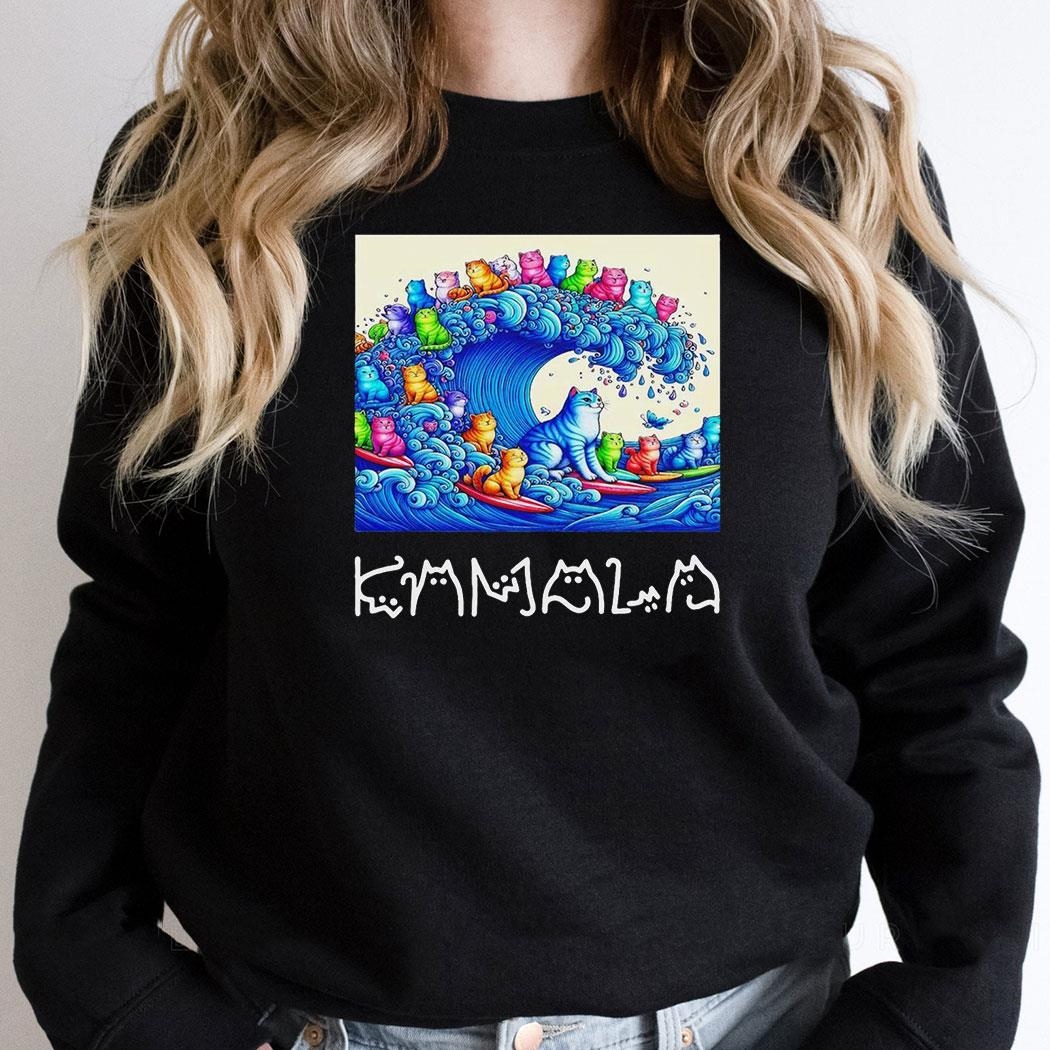 Blue Cats Wave Surf For Kamala Harris Funny Shirt