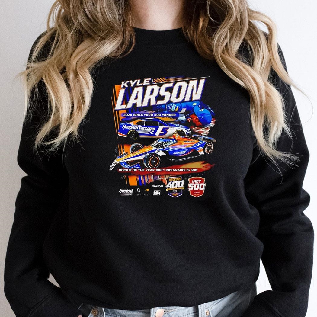 Kyle Larson 2024 Brickyard 400 Winner Rookie Of The Year 108th Indianapolis 500 Shirt Kyle Larson 2024 Brickyard 400 Winner Rookie Of The Year 108th Indianapolis 500 Shirt