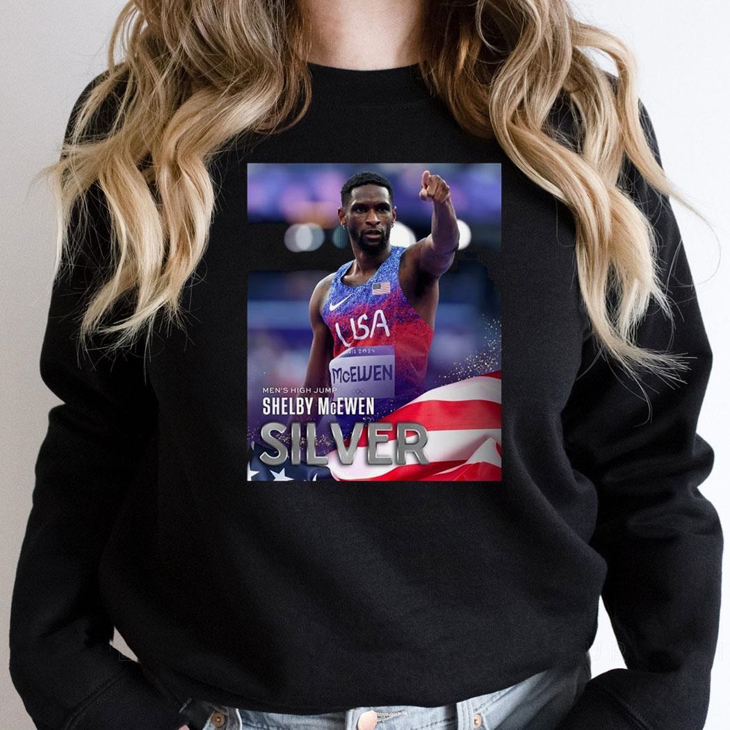 Shelby Mcewen Silver Medal Mens High Jump Olympic Paris 2024 Team Usa Poster Shirt