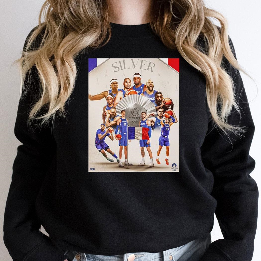 Silver Team France Mens Olympic Basketball 2024 Olympic Paris Poster Shirt