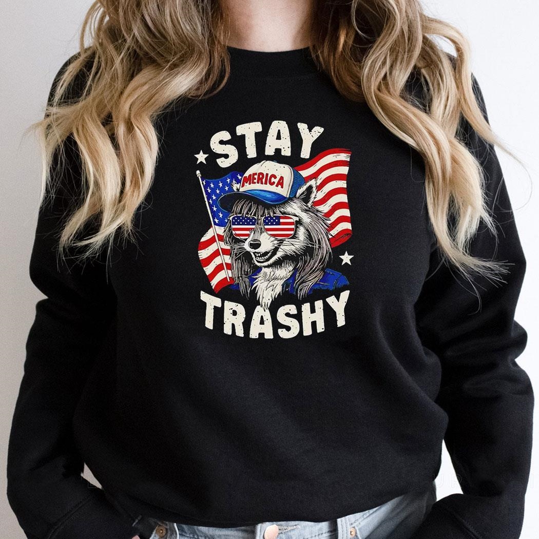 Stay Trashy Raccoon America Flag Shirt