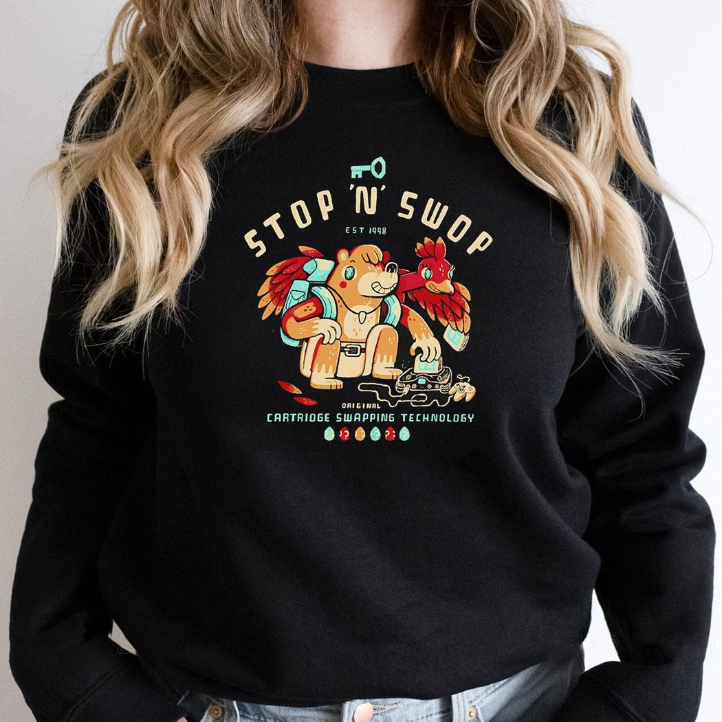 Stop N Swop Est 1998 Original Cartrioge Swapping Technology Banjo Kazooie Parody Shirt
