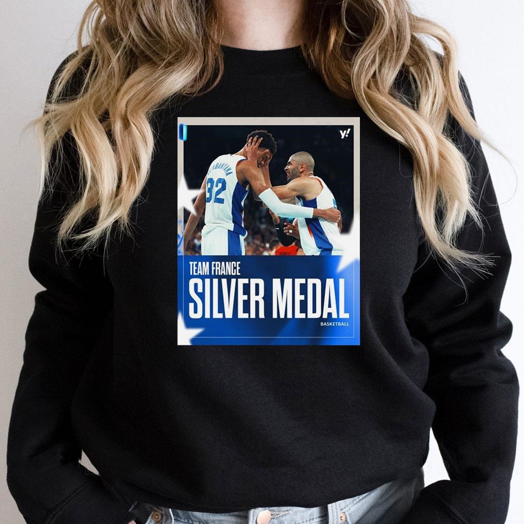 Team France Silver Medal Basketball Olympic Paris 2024 Signature Poster Shirt