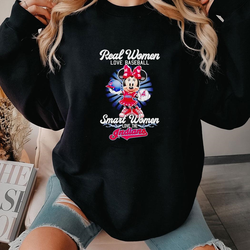 Real Women Love Baseball Smart Women Love The Cleveland Guardians X Mickey Mouse Shirt
